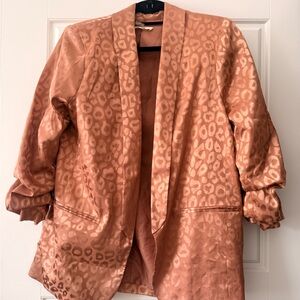 Women's rose gold Leopard Jacquard Open Blazer